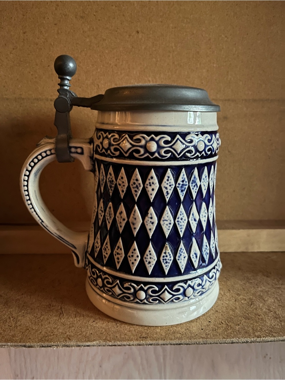 Vintage 1980s Marzi and Remy German 5.5”Stoneware Beer Stein with Lid